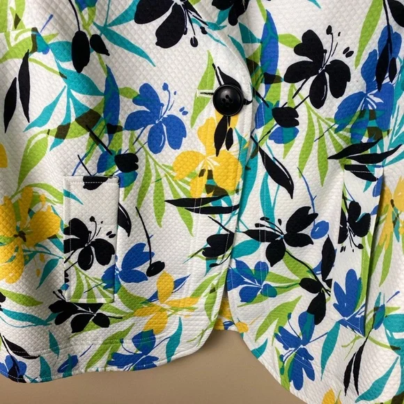 Floral Blazer with Blue and Yellow Accents - Picture 3 of 6